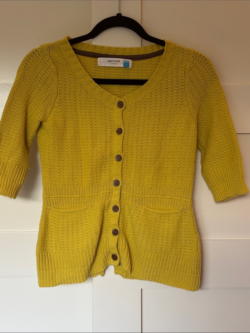 sparrow Mustard Yellow Knit Button-Up Cardigan